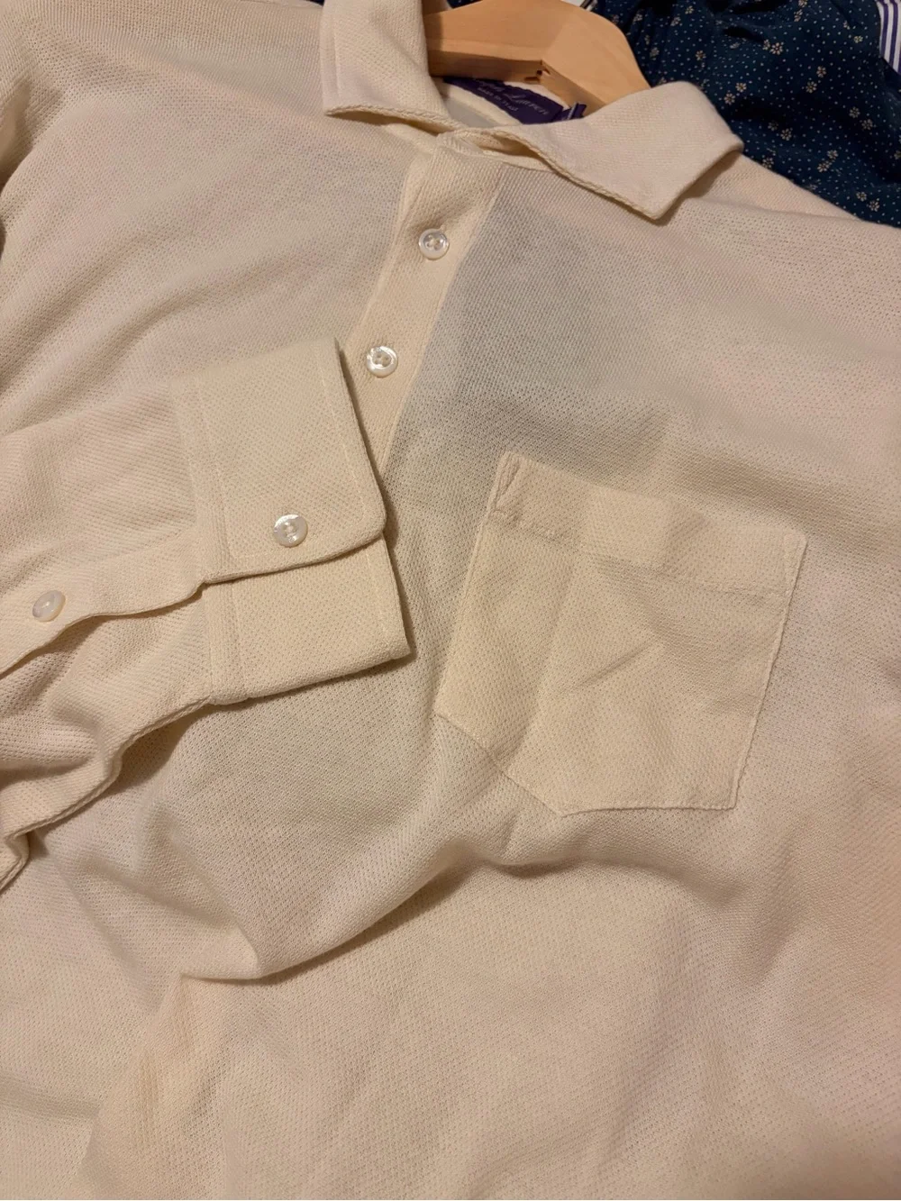 Ralph Lauren Cashmere Men's Ivory Knit Polo Shirt